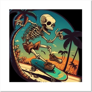 Skateboarding Skeleton Posters and Art